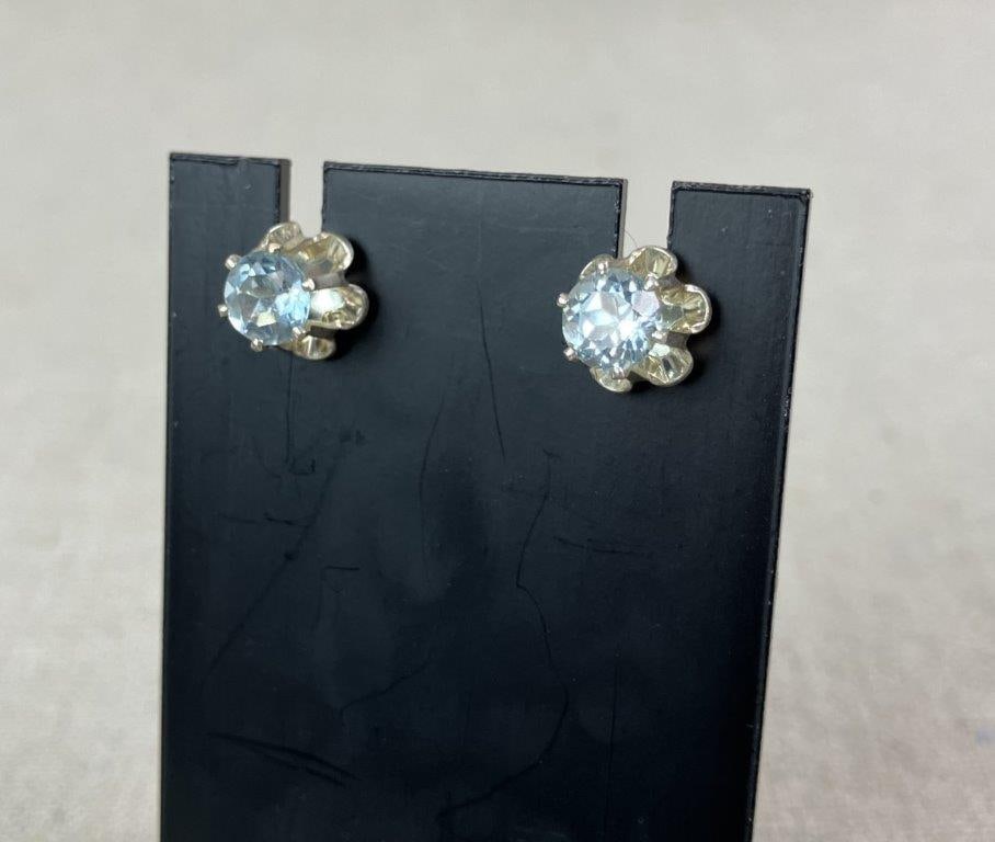 Three Pairs of Sterling Silver Earrings with Stones - 3