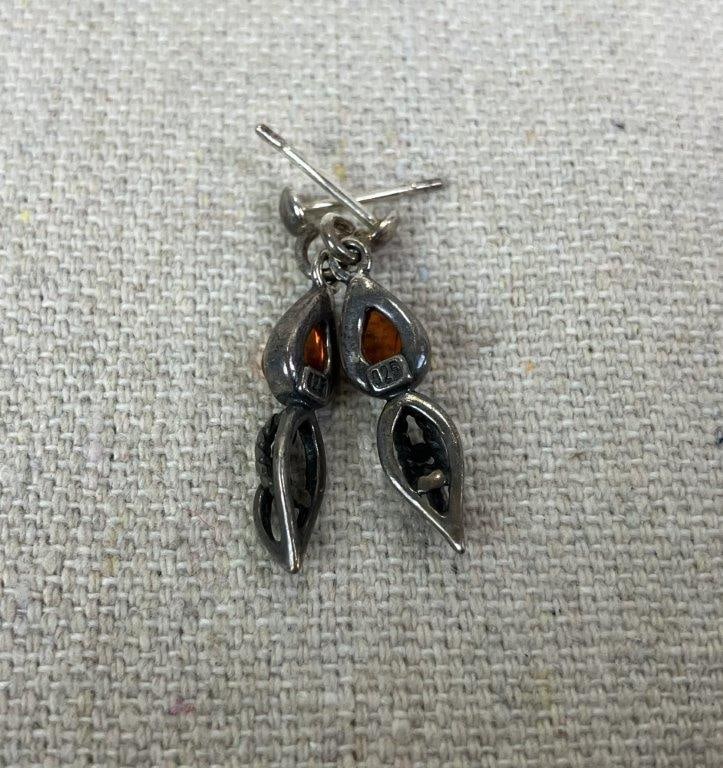 Three Pairs of Sterling Silver Earrings with Stones - 8