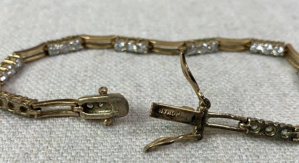 Vintage Roman Goldtone Tennis Bracelet - 4