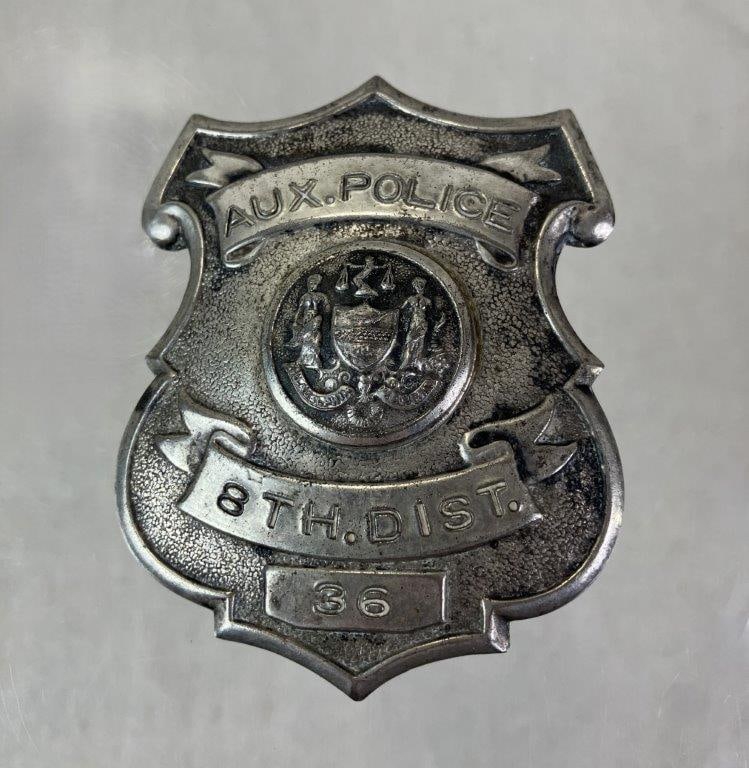 Auxiliary Police Badge, 8th District No. 36 (1 of 3)