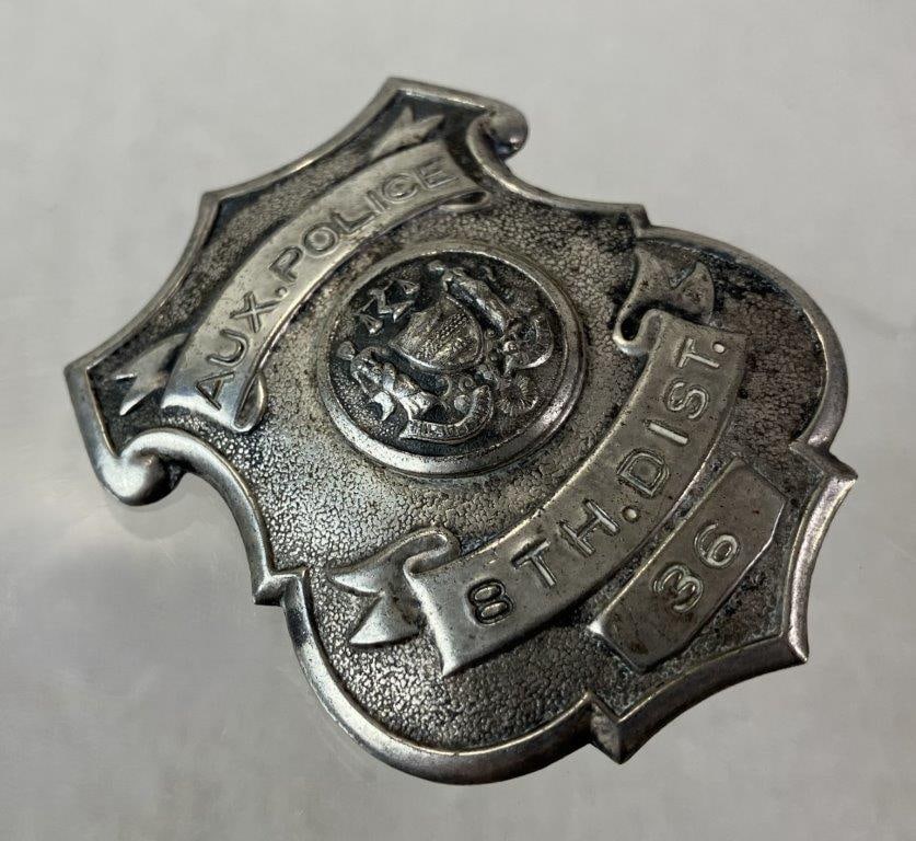 Auxiliary Police Badge, 8th District No. 36 - 2