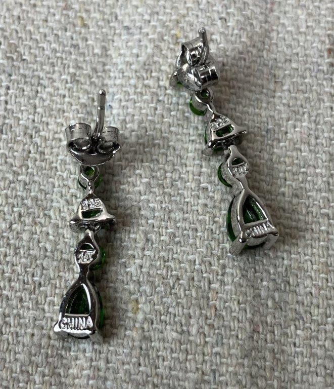 Three Pairs of Sterling Silver Dangle Earrings - 7