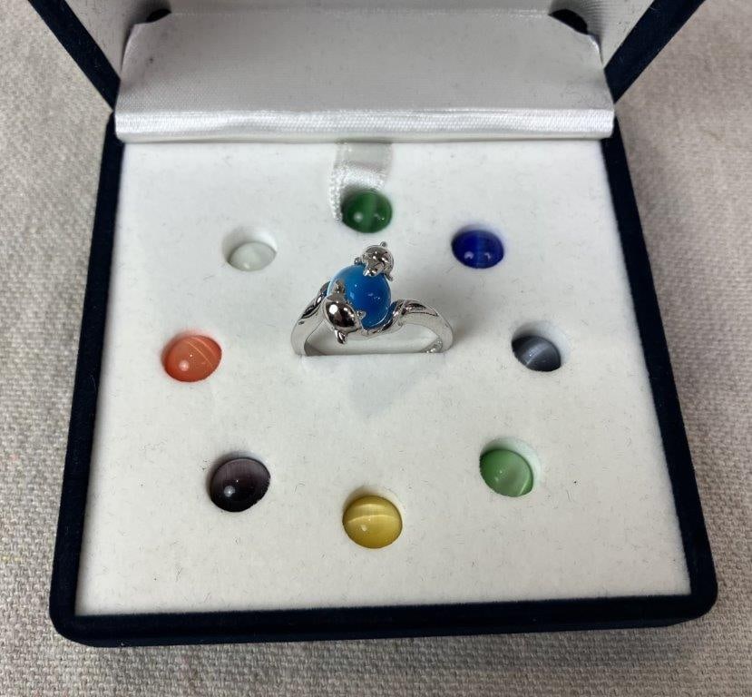 Sterling Silver Dolphin Magic Sphere Ring - 3