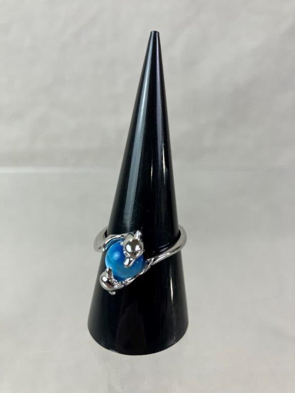 Sterling Silver Dolphin Magic Sphere Ring - 8