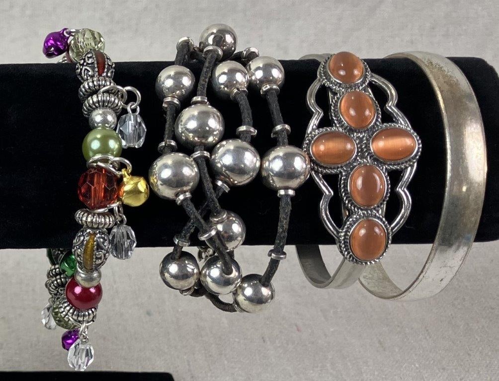 Nine Costume Jewelry Statement Bracelets - 2