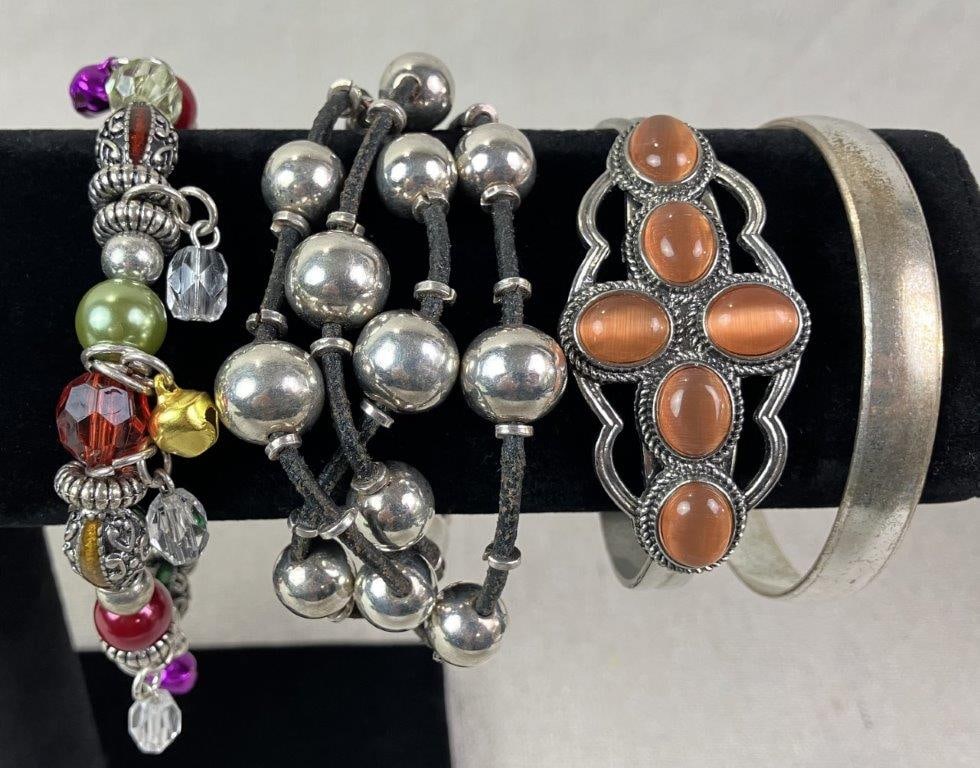 Nine Costume Jewelry Statement Bracelets - 4