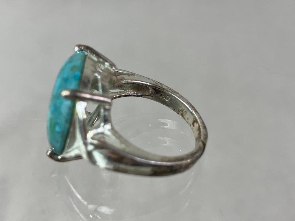 Three Silver Turquoise Statement Rings - 6