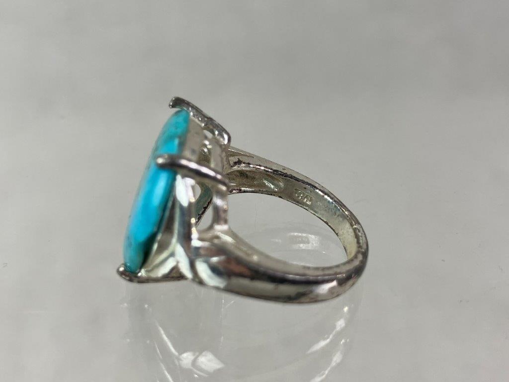 Three Silver Turquoise Statement Rings - 8