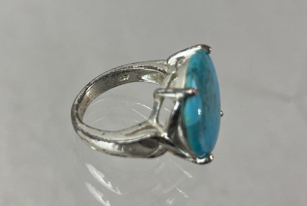 Three Silver Turquoise Statement Rings - 9