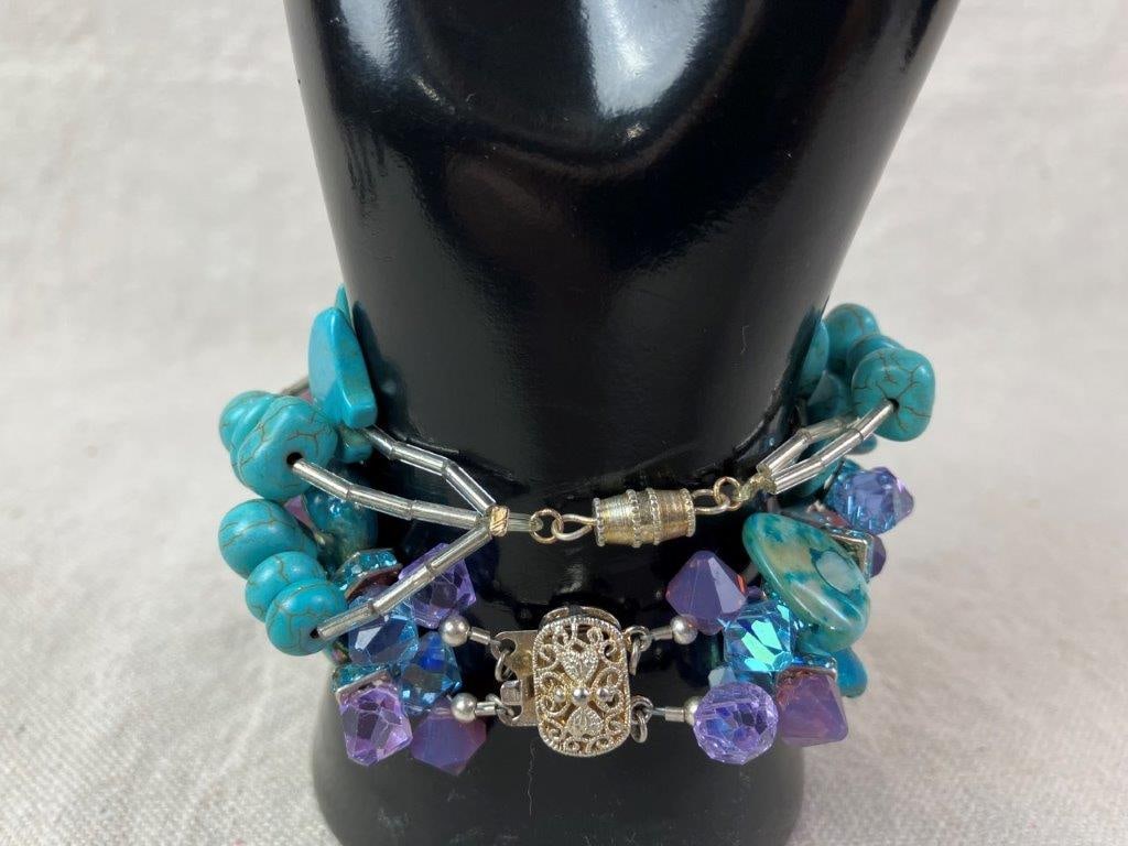 Costume Beaded Necklaces with Turquoise-Tone Accents - 10