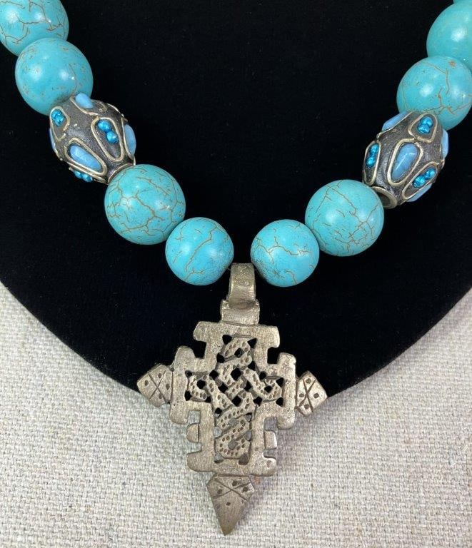 Costume Beaded Necklaces with Turquoise-Tone Accents - 3