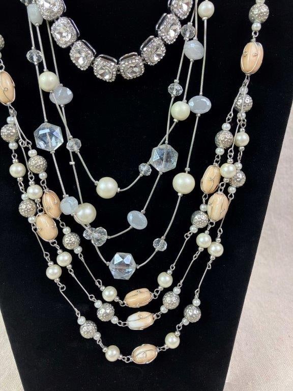 Three Silvertone Costume Jewelry Necklaces - 2