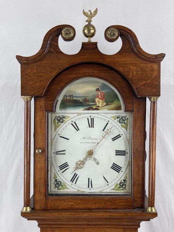 Welsh Oak Tall Case Clock, Henry Evans, Llangadock, 19th Century - 2