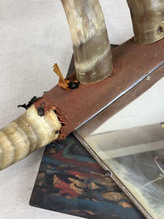 Folk Art Steer Horn Mirror - 4