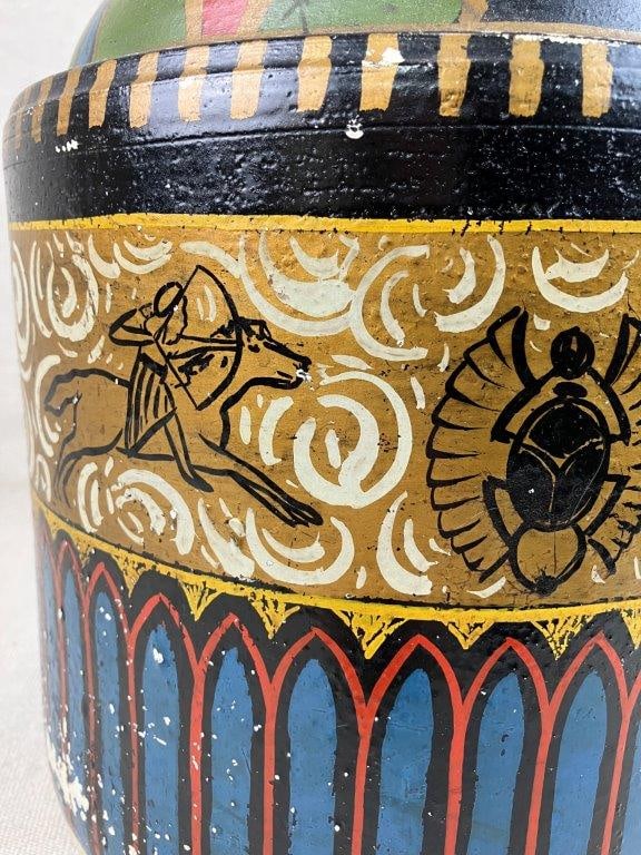Folk Art Egyptian Motif Stoneware Jug - 7