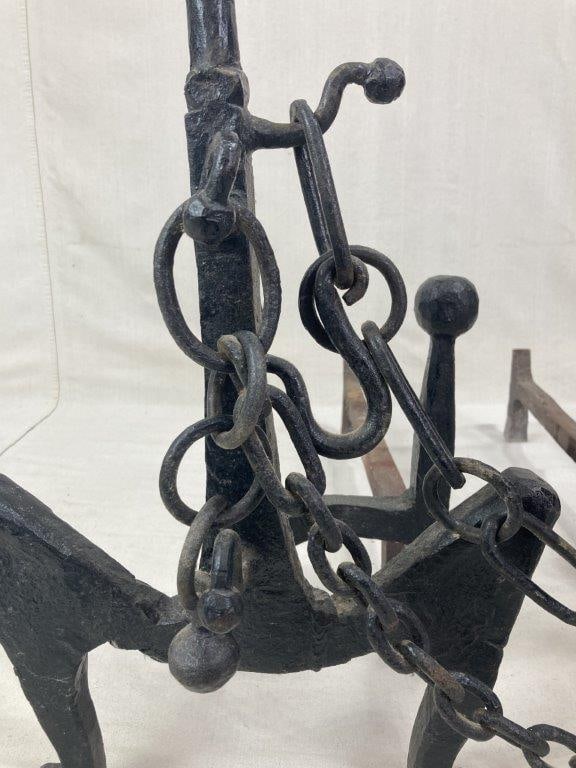 Arts and Crafts Ball and Chain Andirons - 3
