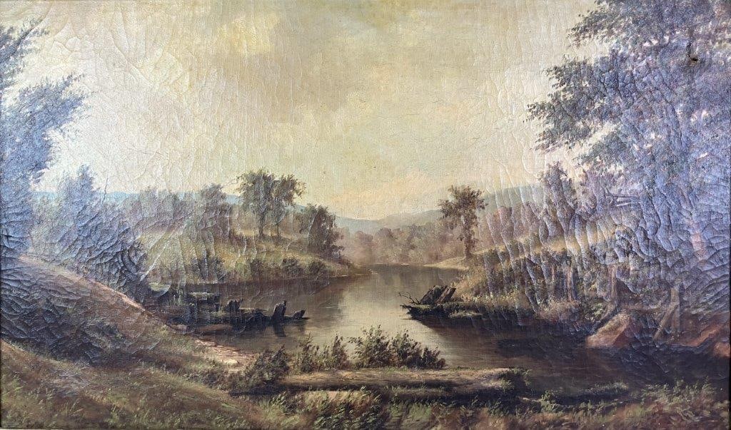 Nelson Bowdish Landscape Oil Painting, 19th Century - 2
