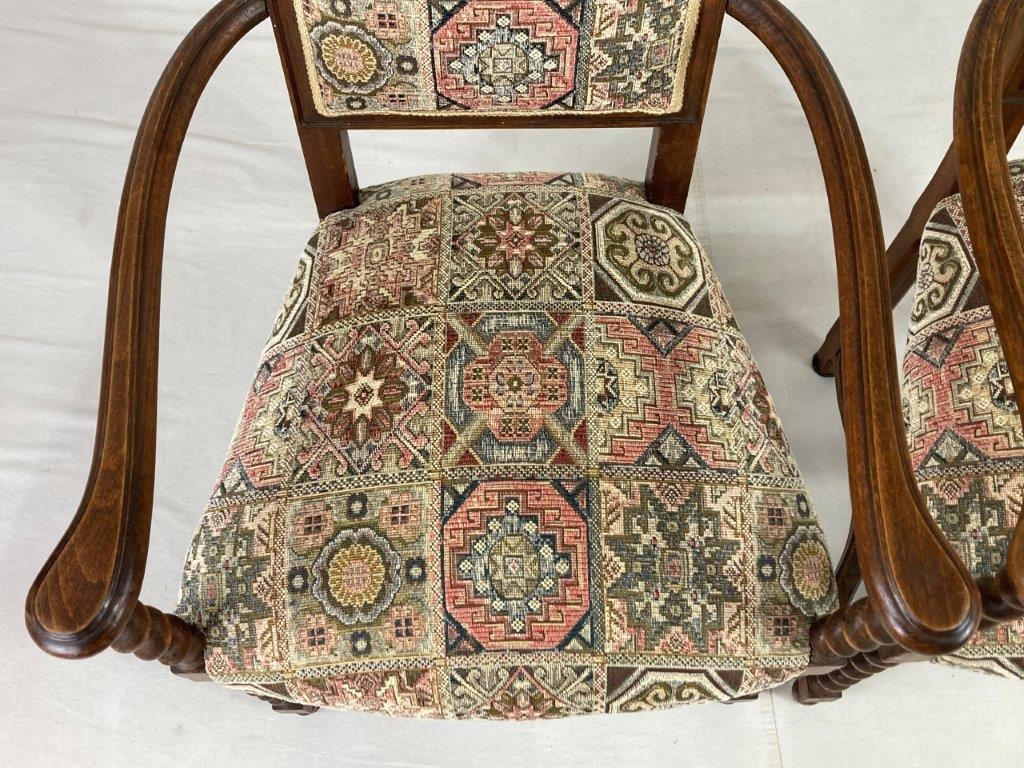 Pair of Walnut Barley Twist Armchairs - 3