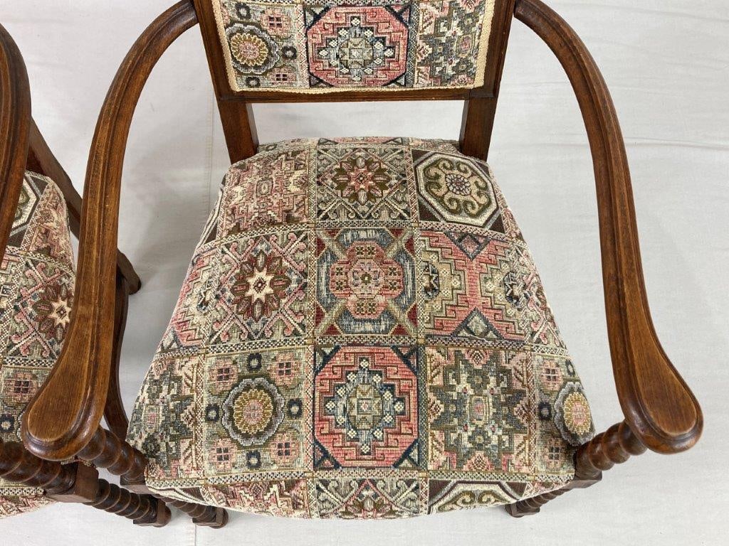 Pair of Walnut Barley Twist Armchairs - 5