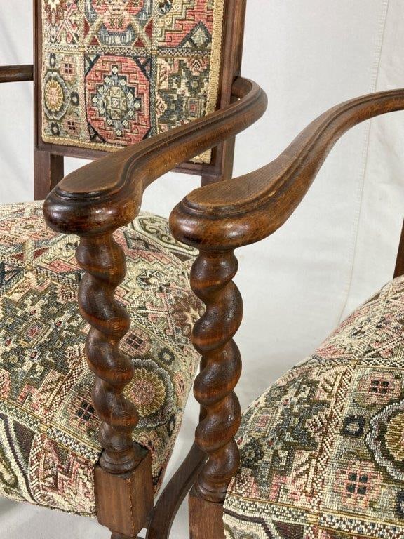 Pair of Walnut Barley Twist Armchairs - 7