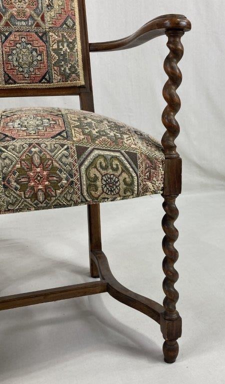Pair of Walnut Barley Twist Armchairs - 8