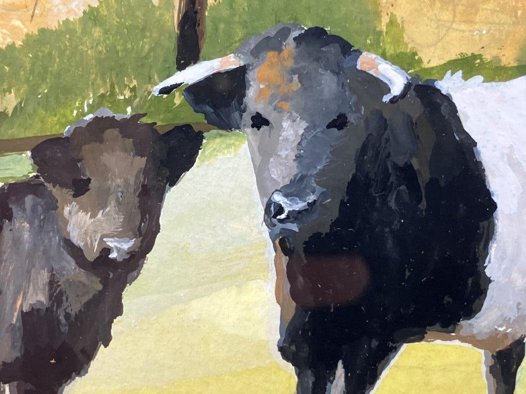 Country Landscape with Cattle Gouache Painting by John Forster, 1992 - 3