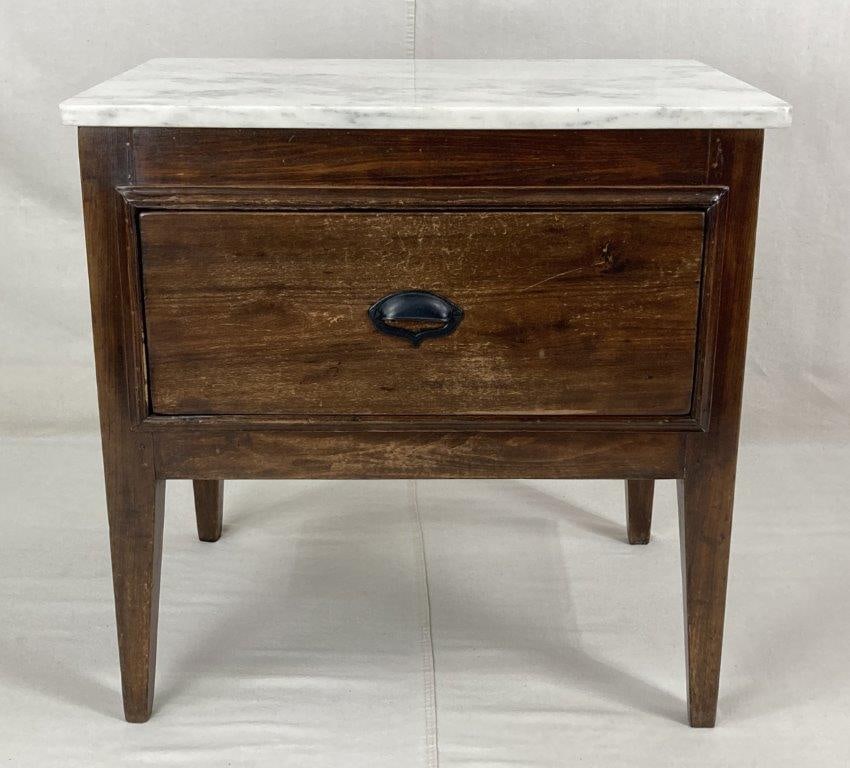 Country One-Drawer Stand with Marble Top (1 of 7)