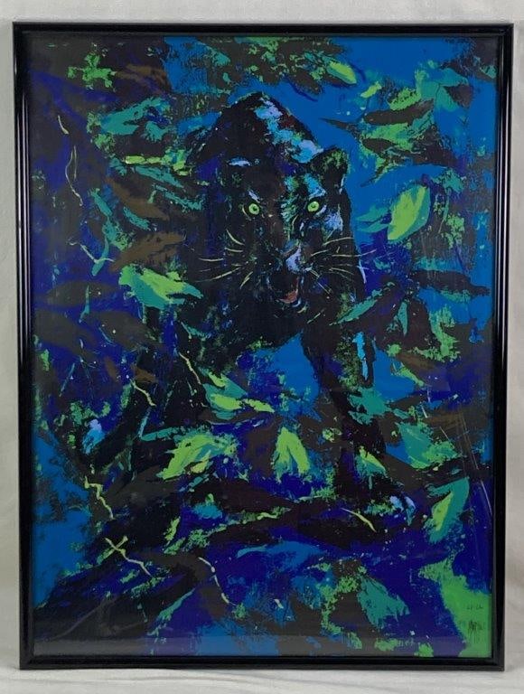 Mark King, Panther, Serigraph: Serigraph by Mark King (born 1931, Bombay, India), signed lower right and numbered as a limited edition. The artist is known for vibrant Impressionist works capturing the beauty of nature across a