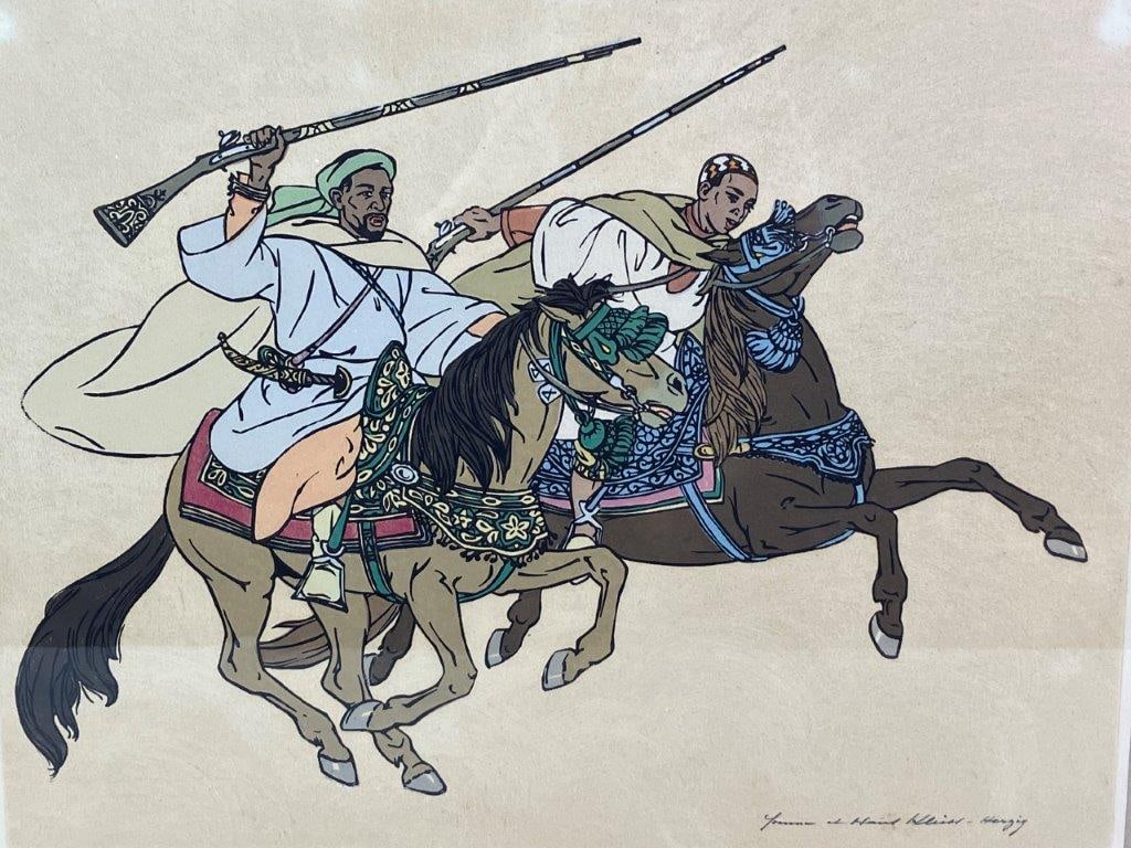 Arab Horsemen, Pochoir Print, Yvonne and Henri Kleiss-Herzig - 2