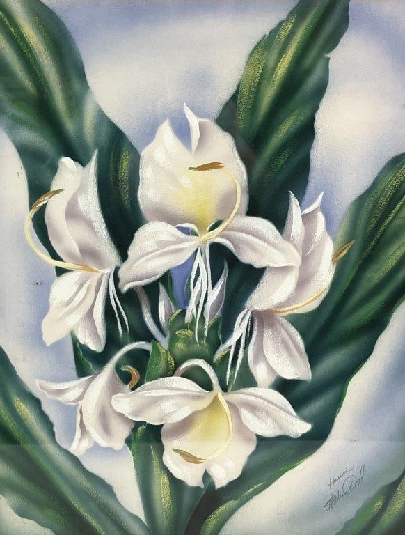 White Ginger Lilies, Ted Mundorff, Painting - 2