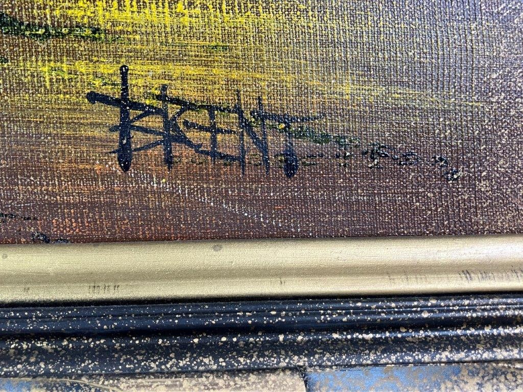 Mid-Century, Courtyard Sunset, Oil Painting - 4