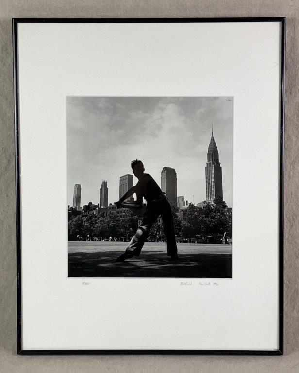 Ballfield Photograph, Fred Stein, 1946: Print of the photograph titled Ballfield by street photographer Fred Stein (1909–1967), a German-Jewish lawyer who fled Nazi Germany to Paris and later New York. The original image was taken in