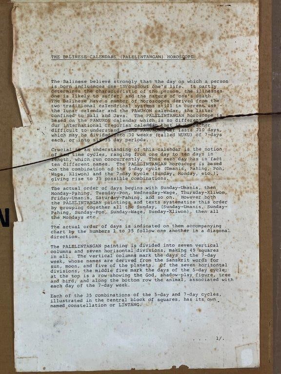 Balinese Cloth Painting, Kamasan Palintagen Calendar - 7