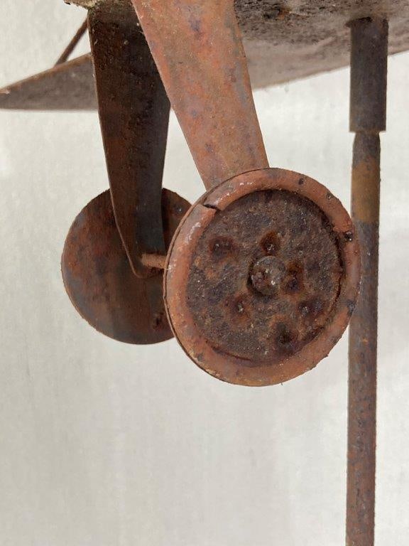 Folk Art Cut Metal Airplane Weathervane - 6