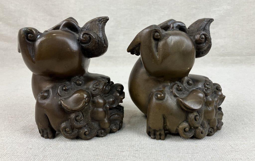 Pair of Bronze Foo Dogs - 5