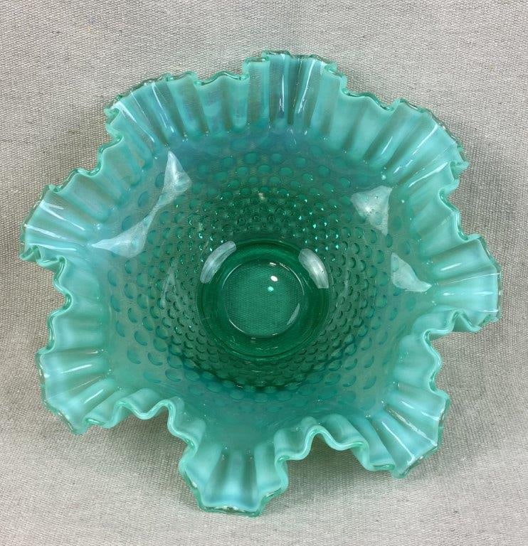 Fenton Emerald Green Hobnail Uranium Glass Bowl - 3