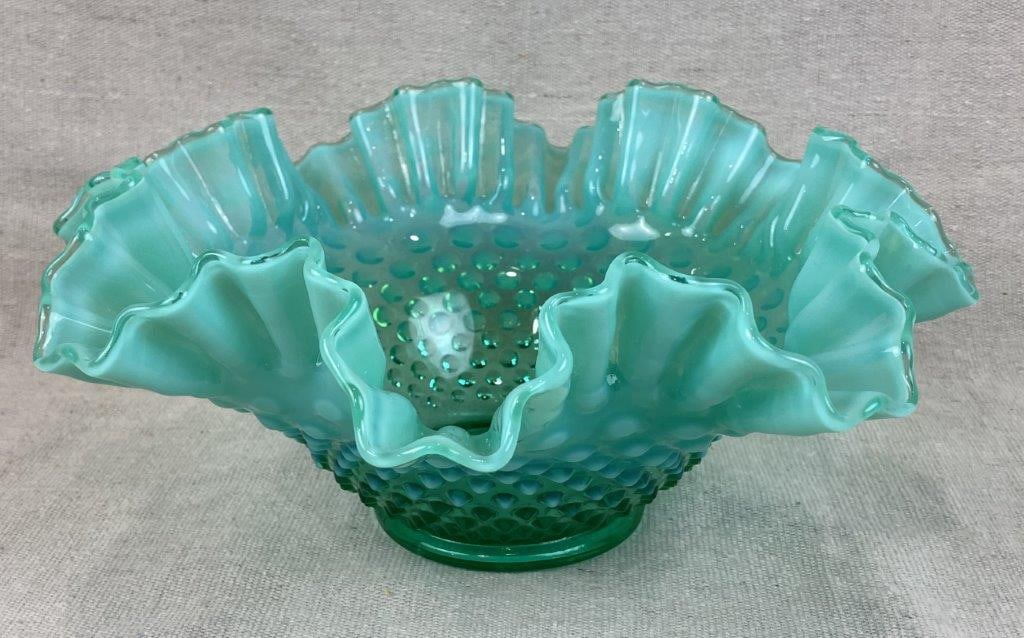 Fenton Emerald Green Hobnail Uranium Glass Bowl - 4