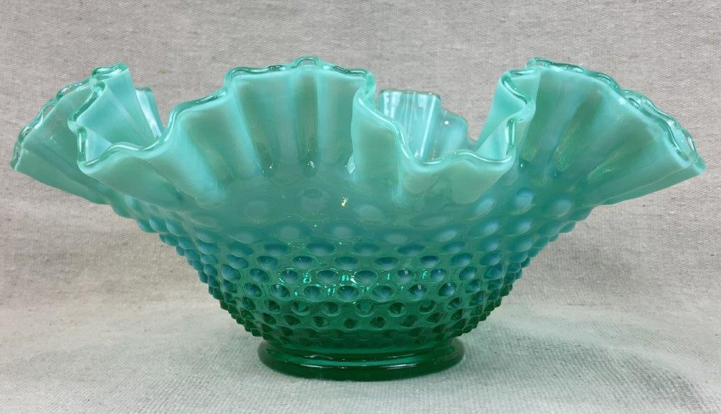 Fenton Emerald Green Hobnail Uranium Glass Bowl - 5