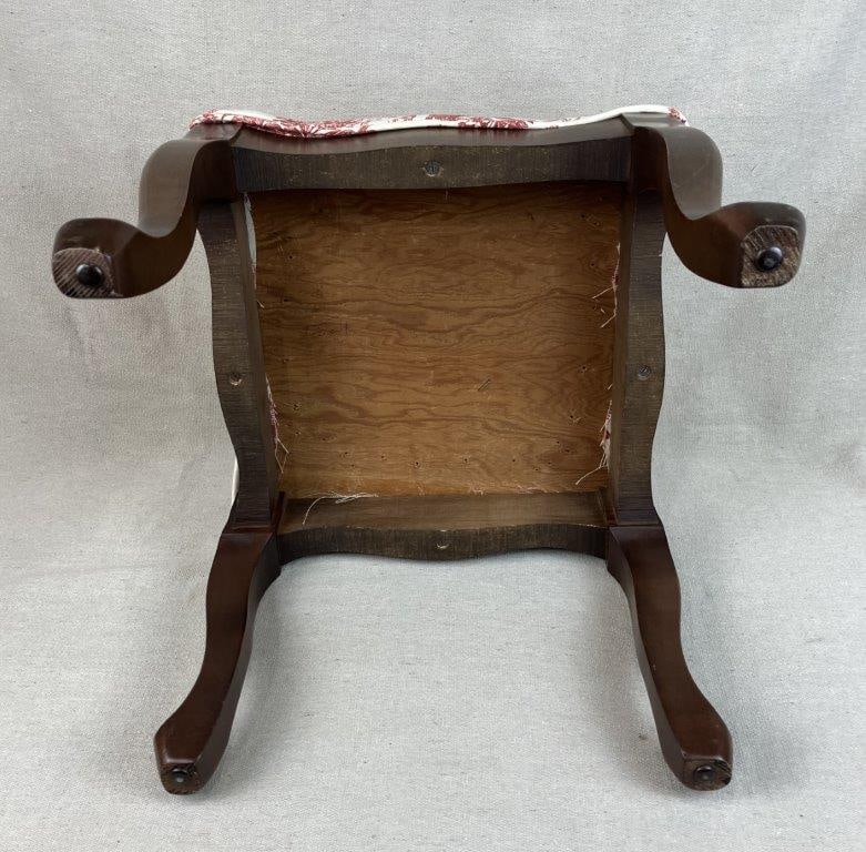 Queen Anne Style Toile Upholstered Stool - 10