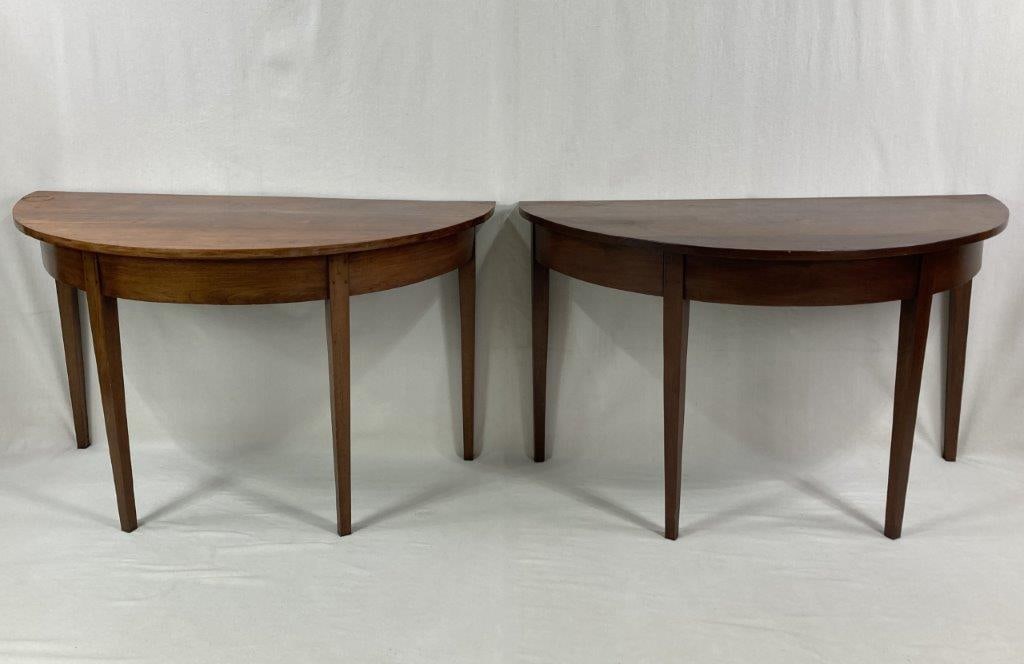 Pair of Walnut Hepplewhite Demi-Lune Tables (1 of 9)