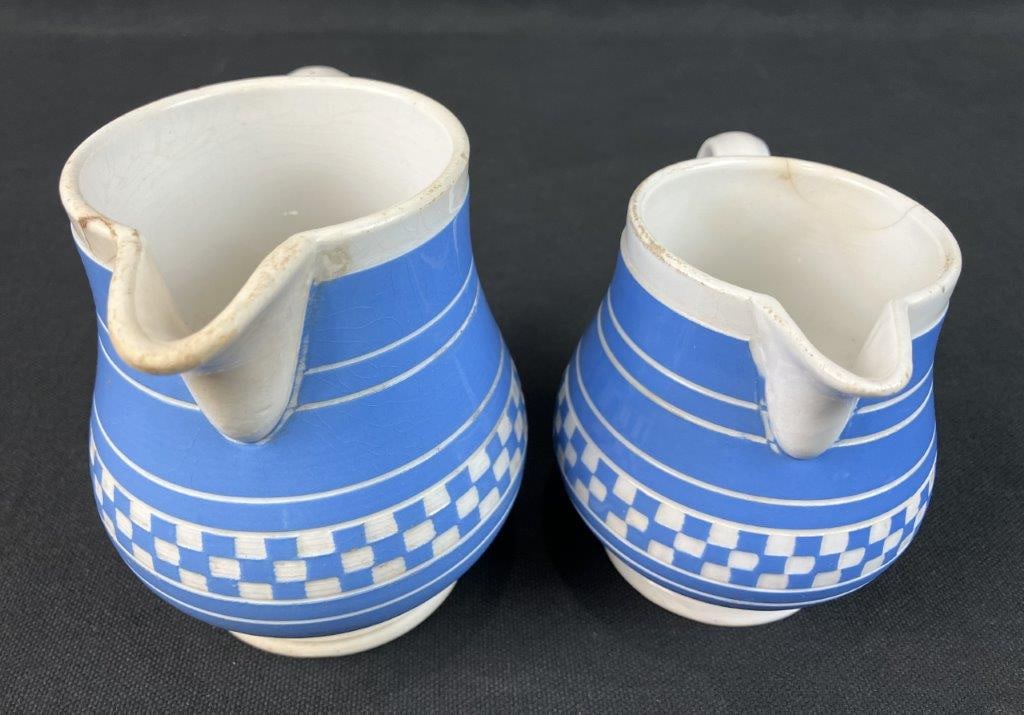 Three Graduated Checker Ware Jugs, Villeroy & Boch - 16