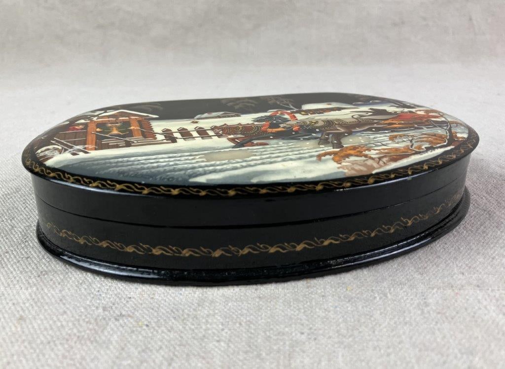 Russian Lacquer Box with Mother of Pearl Inlay - 2