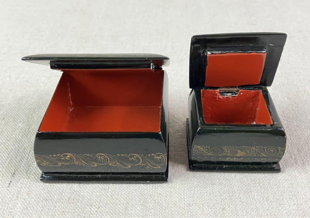 Two Hand Painted Russian Lacquer Box - 4