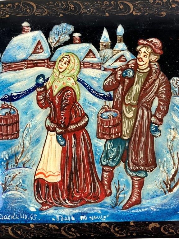 Two Hand Painted Russian Lacquer Box - 5