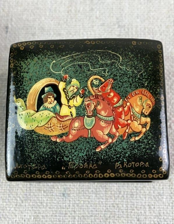 Two Hand Painted Russian Lacquer Box - 6