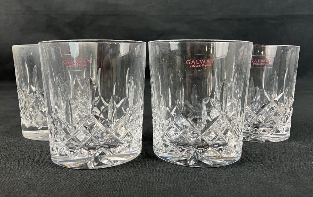 Four Galway Crystal Longford Glasses - 2