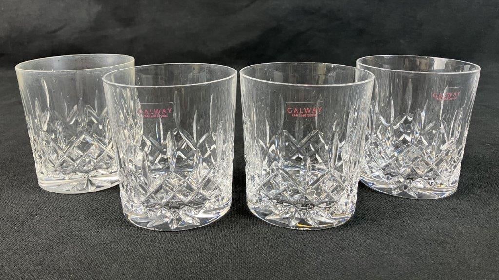 Four Galway Crystal Longford Glasses - 3