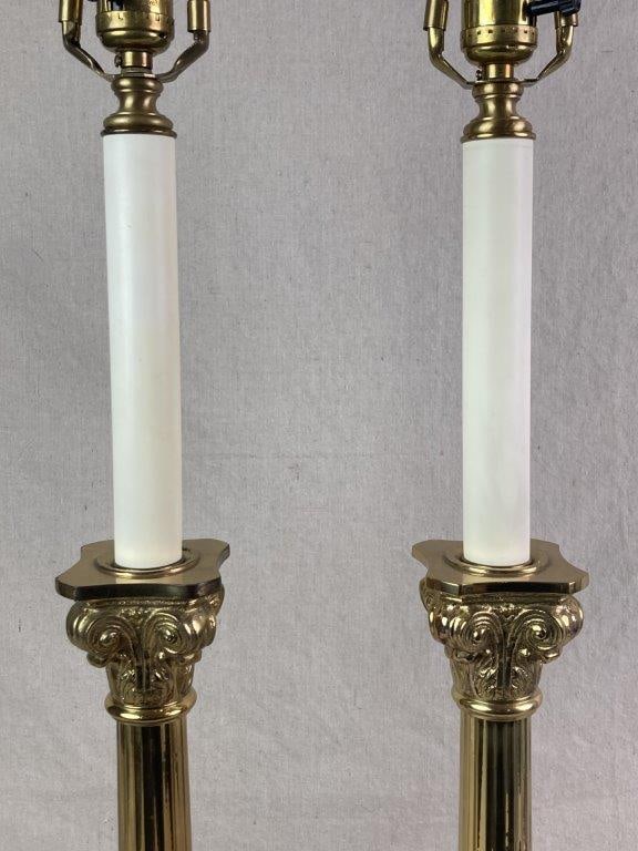 Pair of Neoclassical Style Brass Lamps - 3