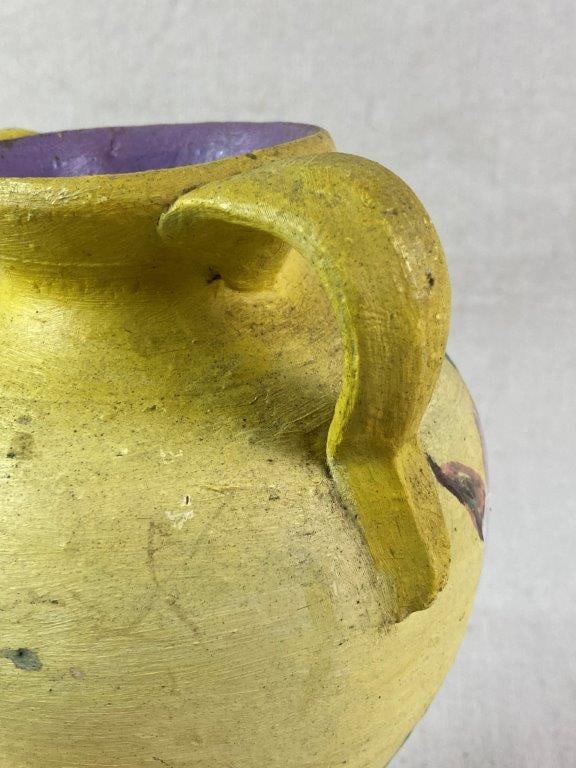 Folk Art Painted Pottery Vase - 6