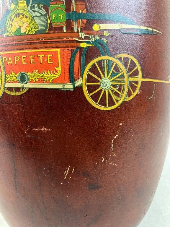 Hand-Painted "Loyal Papeete" Leather Fire Bucket - 4